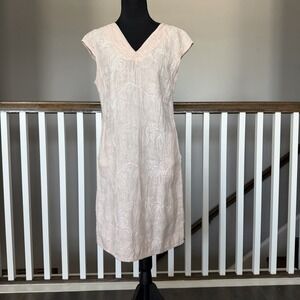 Lina Tomei Made In Italy Pink Embroidered Linen Dress S Cottagecore Romantic